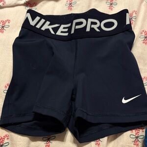 Nike Pro Navy Compression Shorts with White Swoosh